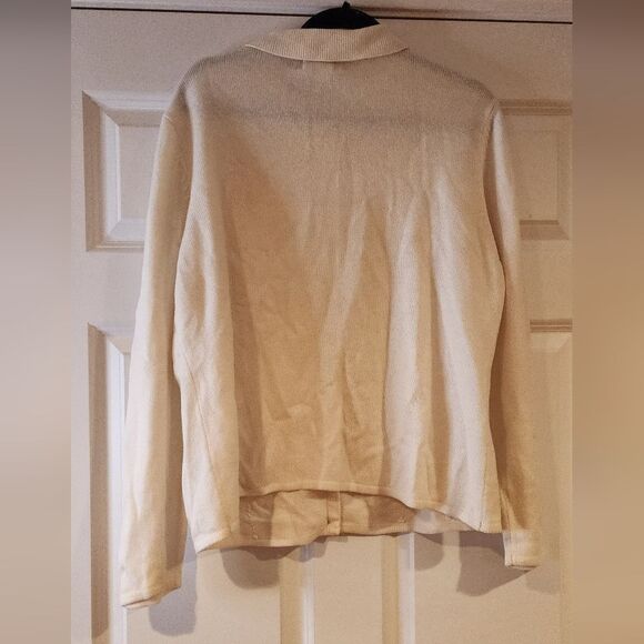 Worthington vintage off white acrylic button up collared cardigan sweater XL - Picture 5 of 5